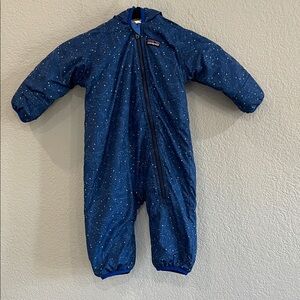 Patagonia Baby Reversible Puff-Ball Bunting in Galaxy Gazers Channel Blue 6 Mo